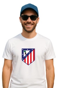Tricou barbat cu logo stema Atletico Madrid Spania , din bumbac 100% - Img 3