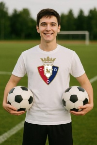 Tricou barbat cu logo stema CA Osasuna Spania , din bumbac 100%