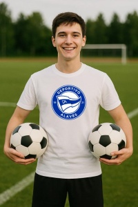 Tricou barbat cu logo stema Deportivo Alaves Spania , din bumbac 100% - Img 8