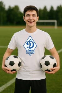Tricou barbat cu logo stema FC Dinamo Moscova Rusia , din bumbac 100% - Img 8
