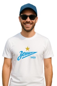 Tricou barbat cu logo stema FC Zenit Rusia , din bumbac 100% - Img 3