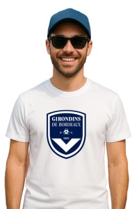 Tricou barbat cu logo stema Girondins de Bordeaux Franta , din bumbac 100% - Img 3