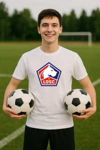 Tricou barbat cu logo stema Lille LOSC Franta , din bumbac 100% - Img 8