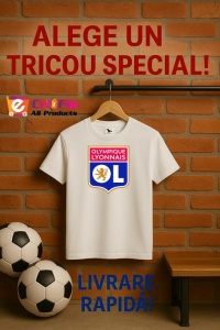 Tricou barbat cu logo stema Olympique Lyonnais Franta , din bumbac 100% - Img 10