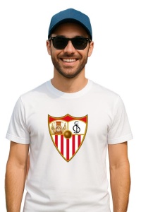 Tricou barbat cu logo stema Sevilla FC Spania , din bumbac 100%