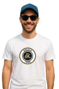 Tricou barbat cu logo stema Spezia Calcio Italia , din bumbac 100% - Img 3