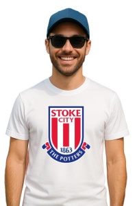 Tricou barbat cu logo stema Stoke City Anglia , din bumbac 100% - Img 3