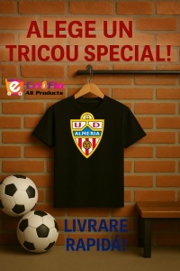 Tricou barbat cu logo stema UD Almeria Spania , din bumbac 100% - Img 6