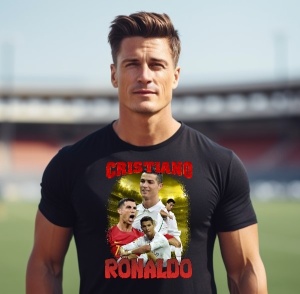 Tricou barbat din bumbac 100%, personalizat cu jucatorul de fotbal Cristiano Ronaldo Portugalia - Cadou