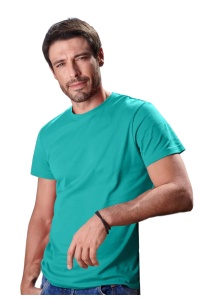 Tricou barbat Simplu basic verde smarald purtat de un bărbat frumos si tanar