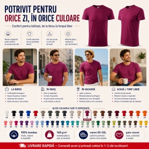 Tricou Bărbat Simplu Malfini Basic, 100% Bumbac, Regular Fit, casual office Guler Rotund, Multiple Culori XS - 5XL - Img 7