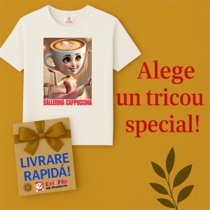 Tricou Barbat Tralalero Tralala cu personajul Ballerina Cappuccina - Italian Brainrot Meme (1) - Img 7