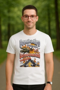 Tricou Barbat Tralalero Tralala cu personajul Bombadiro VS Gusini Funny Italian Brainrot Meme Graphic - Img 3
