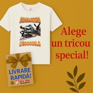 Tricou Barbat Tralalero Tralala cu personajul Bombardino Crocodilo - Italian Brainrot Meme - Img 7