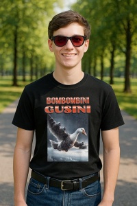 Tricou Barbat Tralalero Tralala cu personajul Bombombini Gusini Funny Italian Brainrot Meme Graphic (1)