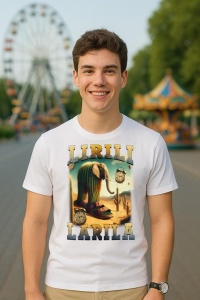 Tricou Barbat Tralalero Tralala cu personajul Lirili Larila Funny Italian Brainrot Meme Cactus Elephant