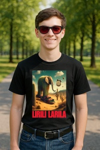 Tricou Barbat Tralalero Tralala cu personajul Lirili Larila - Italian Brainrot Meme