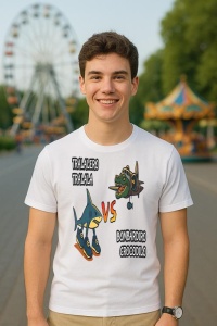 Tricou Barbat Tralalero Tralala cu personajul Tralalero Tralala Brainrot Meme Bombardino Crocodilo Italian - Img 5