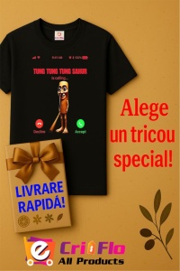 Tricou Barbat Tralalero Tralala cu personajul Tung Tung Tung Sahur - Italian Brainrot Meme - Img 7