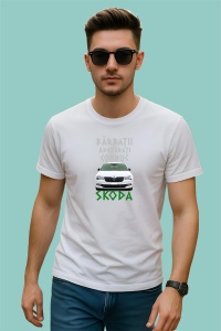 Tricou Barbati Adevarati Conduc Skoda, din bumbac 100%, tricou alb, Dama | Barbat - Img 2