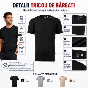 Tricou Bărbați Malfini Merino Rise 157, 100% Lână Merino, 190 g/m², Respirabil, Termoreglare, Slim Fit, Mărimi S-3XL - Img 3