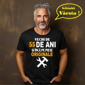 Tricou barbati personalizat, negru, Vechi de si inca pe piese originale