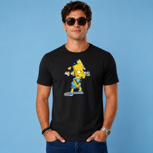 Tricou Bart Simpson Stil Urban Trist Albastru Galben Street Fashion, din bumbac 100%, tricou negru, Copii | Dama | Barbat - Img 3