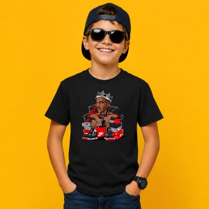 Tricou Baschetbalist Cu Coroana, din bumbac 100%, tricou negru, Copii | Dama | Barbat