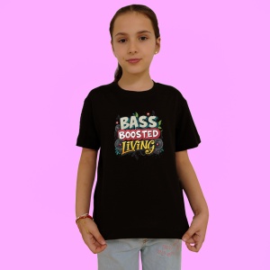 Tricou Bass Boosted Living Text Graffiti, Copii | Dama | Barbat, culoare negru - Img 3