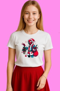 Tricou Batman Christmas Costume Rosu Verde 2, din bumbac 100%, tricou alb, Copii | Dama | Barbat - Img 3