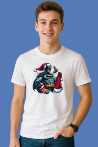 Tricou Batmann Christmas Clasic Cu Fulgi, din bumbac 100%, tricou alb, Copii | Dama | Barbat