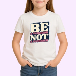 Tricou Be A Warrior Not A Worrier Text Seo, din bumbac 100% , tricou alb pentru Copii | Dama | Barbat - Img 2