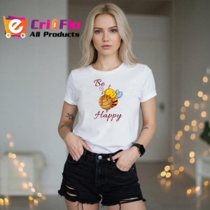 Tricou Be Happy Albina Vesela Ilustratie, din bumbac 100% , tricou alb pentru Copii | Dama | Barbat - Img 7