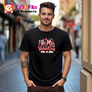 Tricou Be My Valentine Iepuras Dragut Roz, din bumbac 100%, tricou negru Copii | Dama | Barbat - Img 5