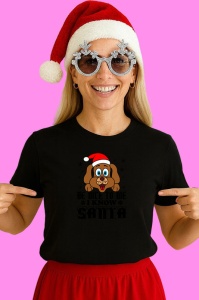 Tricou Be Nice Santa Dog, din bumbac 100% Copii | Dama | Barbat - Img 3