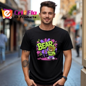 Tricou Bear teddy funky hoodie cu note muzicale Copii | Dama | Barbat, negru - Img 6