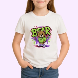 Tricou Bear teddy muzical in hanorac verde mov splash Copii | Dama | Barbat Barbat - Img 3