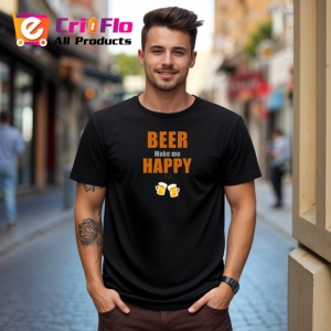 Tricou Beer Make Me Happy Pahare Bere Zambitoare, din bumbac 100%, tricou negru Dama | Barbat - Img 6