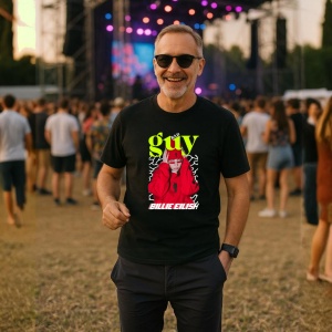 Tricou Billie Eilish - Red Hoodie, muzica Hip-Hop / Trap, Dama | Barbat | Copii, Culoare Negru - Img 9