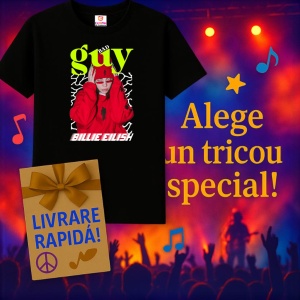 Tricou Billie Eilish - Red Hoodie, muzica Hip-Hop / Trap, Dama | Barbat | Copii, Culoare Negru - Img 15