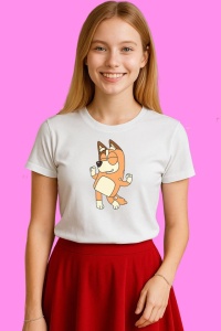 Tricou Bingo Dans Fericit, din bumbac 100%, tricou alb, Copii | Dama | Barbat - Img 3