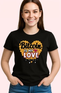 Tricou Bitcoin is my love language, bitcoin este limbajul meu al iubirii, Copii | Dama | Barbat , tricou negru - Img 3