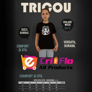 Tricou Black white floral portrait sketch, portret floral alb negru in stil schita, Copii | Dama | Barbat , tricou negru - Img 6