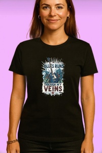 Tricou Blues Runs Through My Veins Chitara, Copii | Dama | Barbat, culoare negru