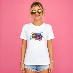 Tricou Boombox Retro Casetofon Culori Neon Urban Music Vibe, din bumbac 100% Copii | Dama | Barbat - Img 3