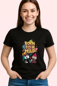 Tricou Born To Be Mild Inghetata Amuzanta, Copii | Dama | Barbat, culoare negru - Img 4