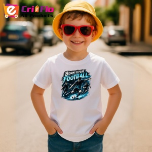 Tricou Born To Play Football Jucator Teren V2, din bumbac 100% , tricou alb pentru Copii | Dama | Barbat - Img 4