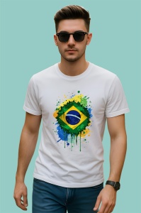 Tricou Brazil Steag Splash Art, Copii | Dama | Barbat - Img 2