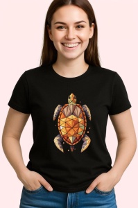 Tricou Broasca Testoasa Geometrie Maronie, Copii | Dama | Barbat, culoare negru