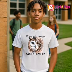 Tricou Bufnita si femeie cu pene mesaj motivational world changer Copii | Dama | Barbat Barbat - Img 4